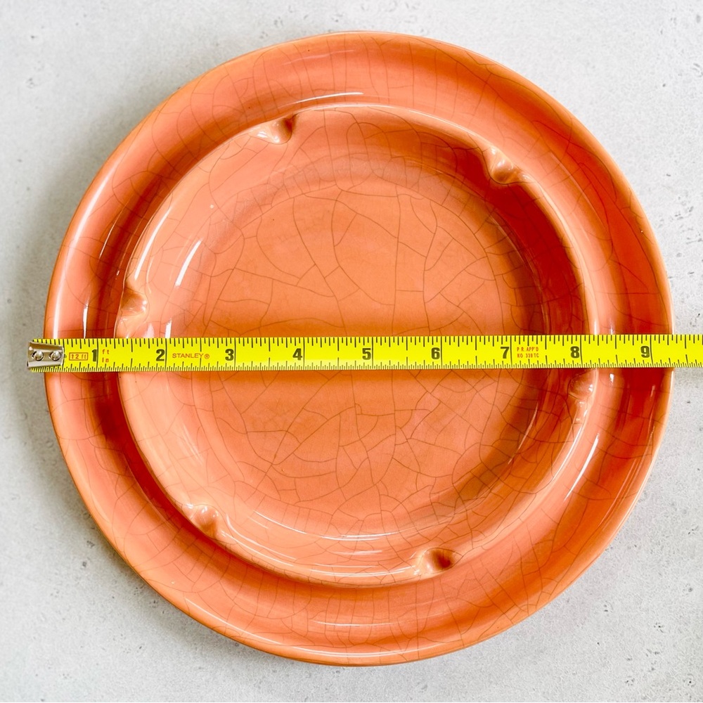 Vintage Jaru Pottery Ceramic 1982 Coral Tone Crazed Round Ashtray - Picture 3 of 4